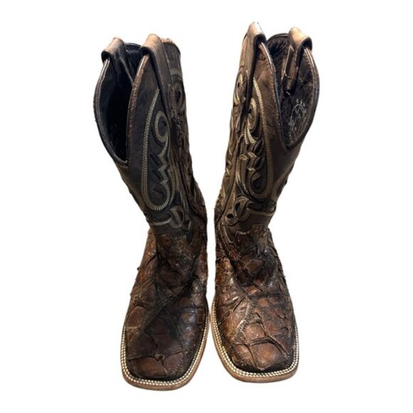Rock’em RARE Pirarucu Hide Exotic Western Cowboy Boots - Picture 5 of 6